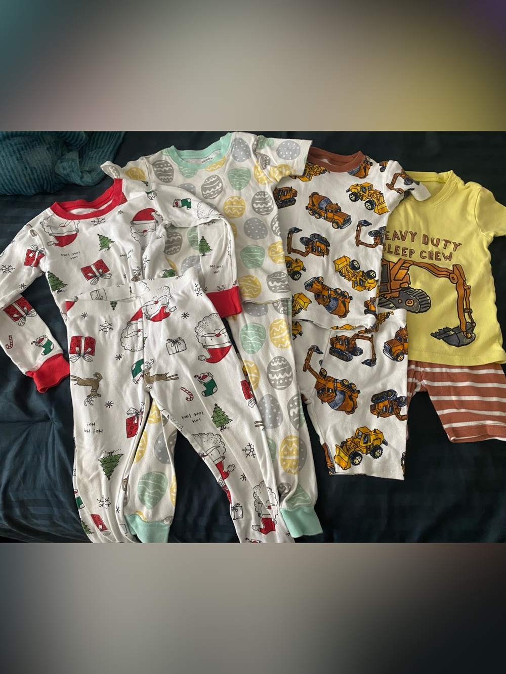 Boys 4T Pajama Set Bundle Lot Christmas Easter Construction
